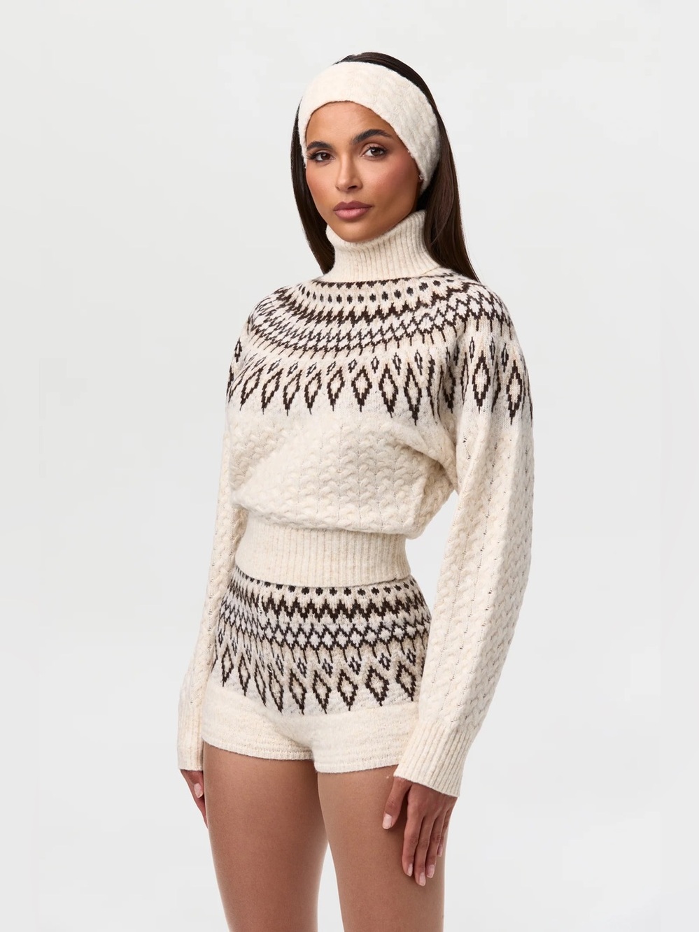 Naked Wardrobe Knit Fair Isle Hot Pants